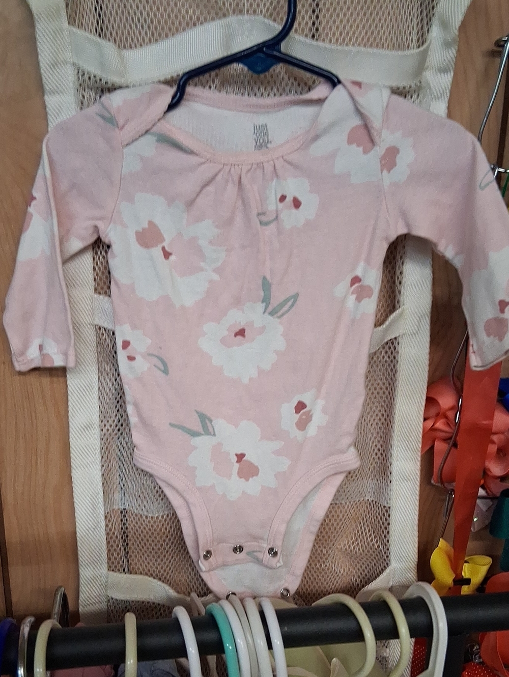Long-Sleeve Pink Floral Baby One-Piece Bodysuit
